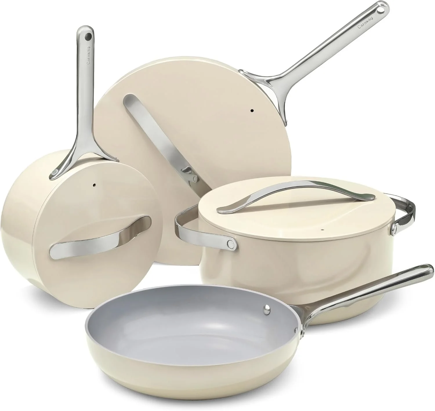 Caraway Non-stick Ceramic Cookware Set (12 Piece) Pots, Pans, Lids and Kitchen Storage