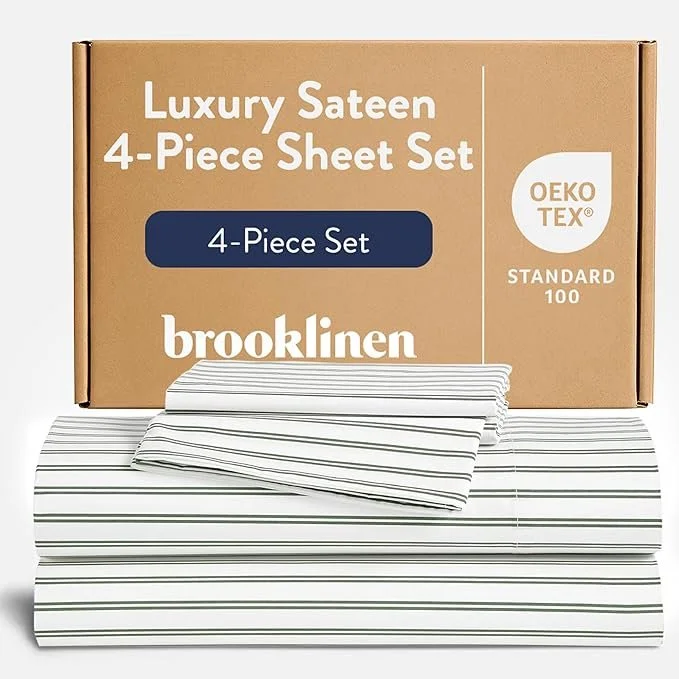 Brooklinen Luxury Sateen 4 Piece Sheet Set 100% Cotton 