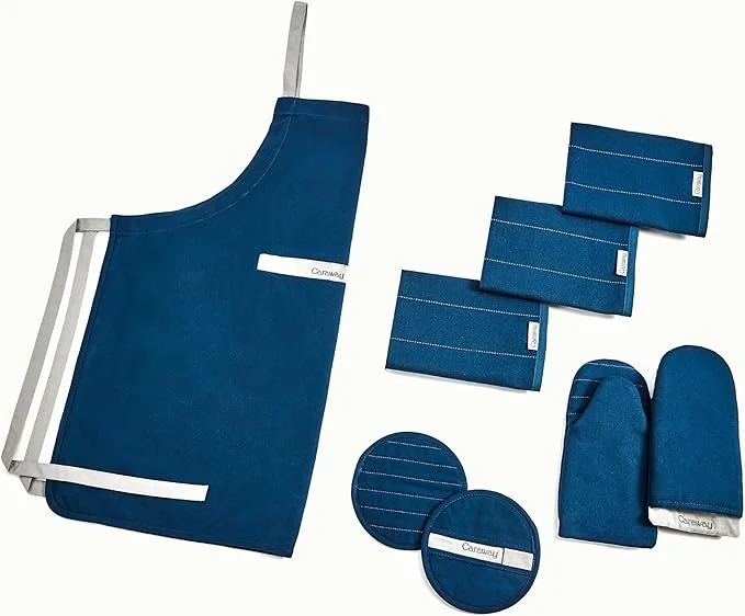 Caraway Linen Set Apron, Pot Holders, Oven Mitts, & Tea Towels