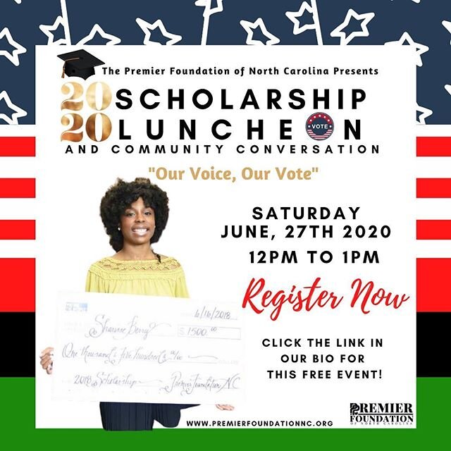 Have you registered for our FREE Virtual Scholarship Luncheon and Community Conversation? .
.
CLICK THE LINK IN OUR BIO TO REGISTER NOW 💙
.
.

#clt #charlotte #college #hbcu #famu  #charity #foundation #freethings #scholarshipopportunities #scholars