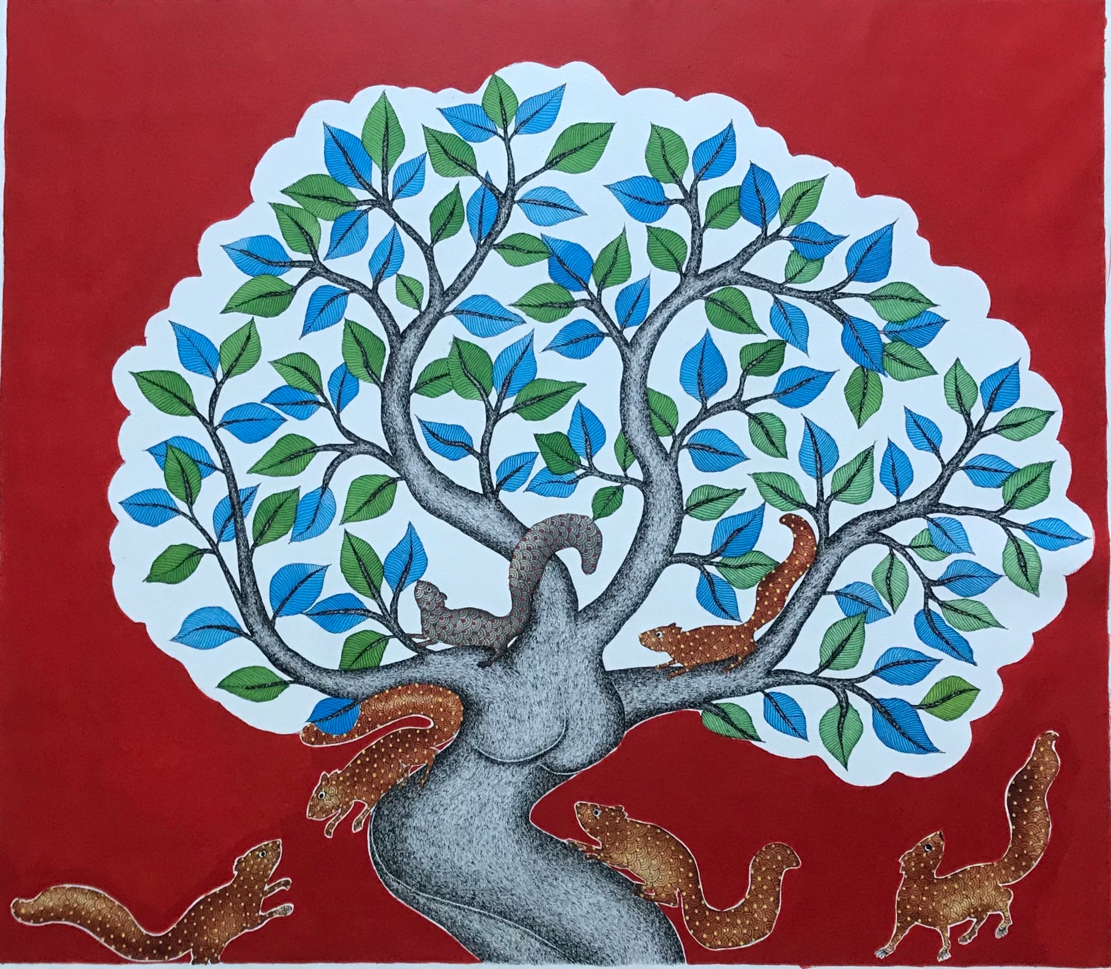  Pakari Tree by Venkat Raman Singh Shyam, acrylic on canvas 