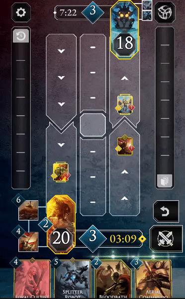 An example of playing a unit and the resolution phase