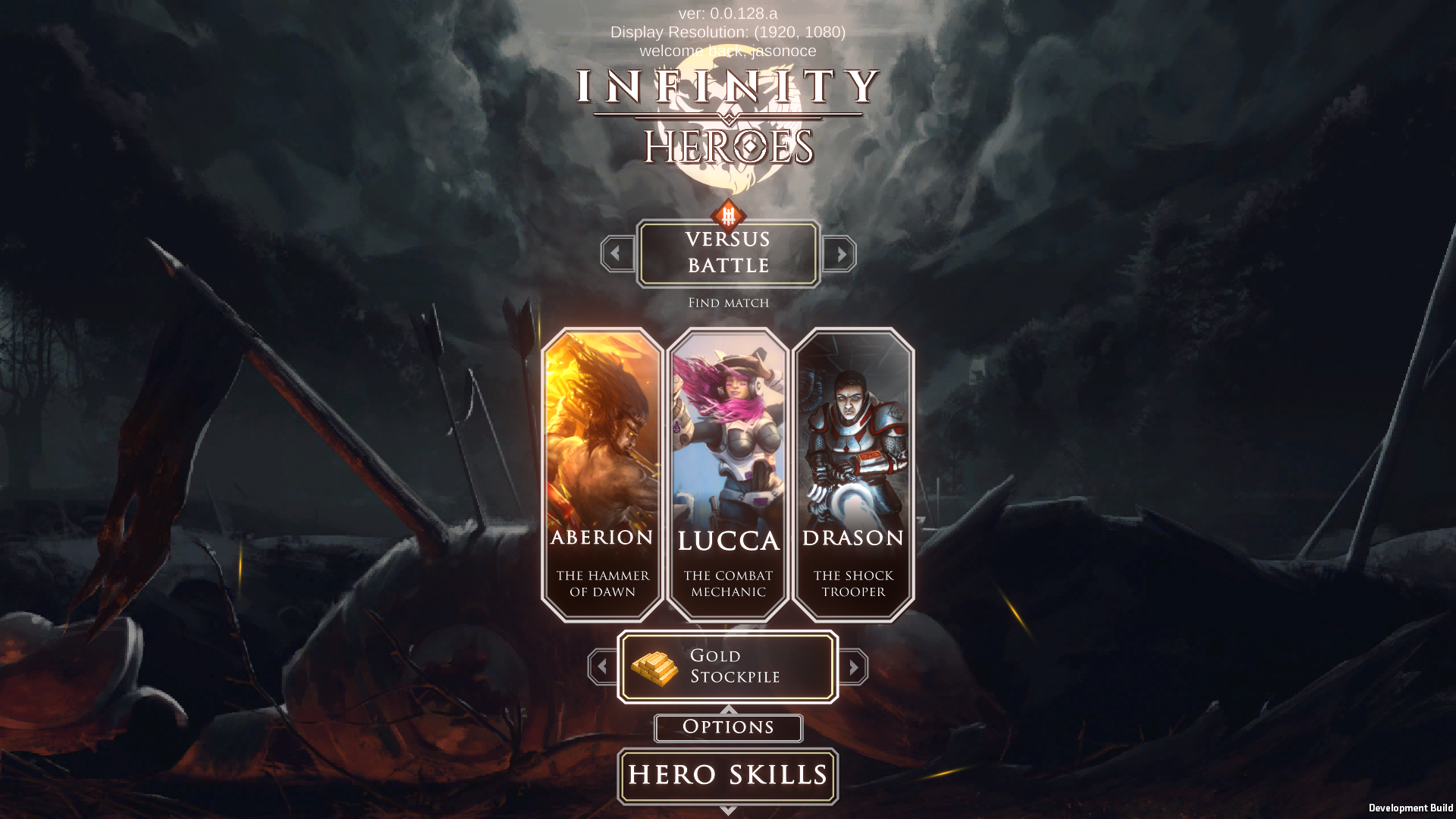 Infinity Heroes Main Screen