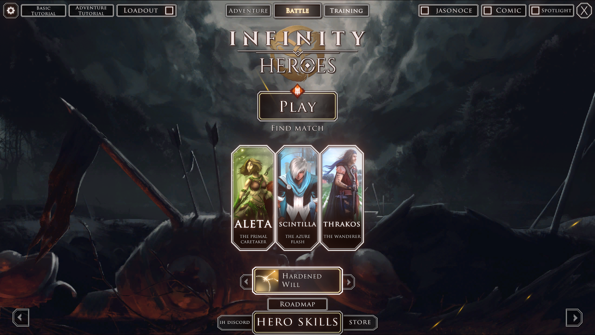 Infinity Heroes 0.9 update - new main menu