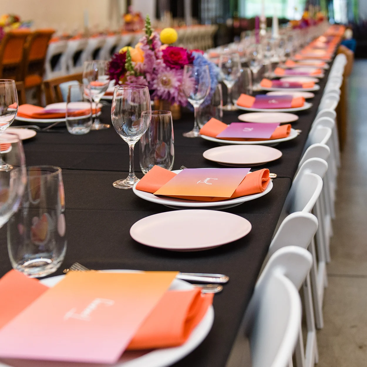 Wedding menu place card settings