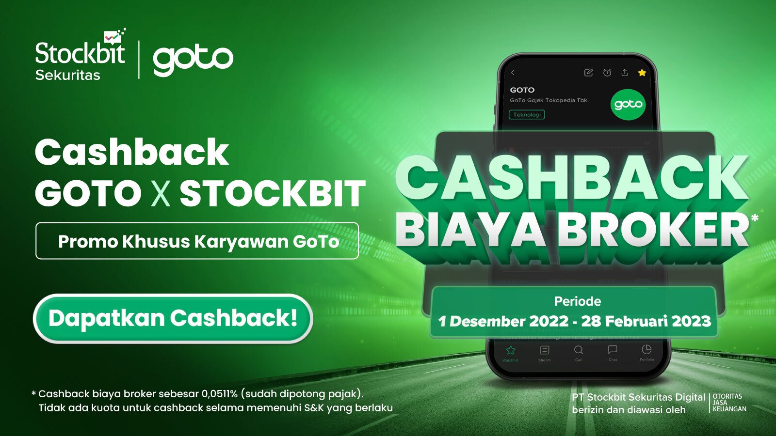 Promo Stockbit x GOTO Cashback Biaya Broker — Stockbit Snips Berita