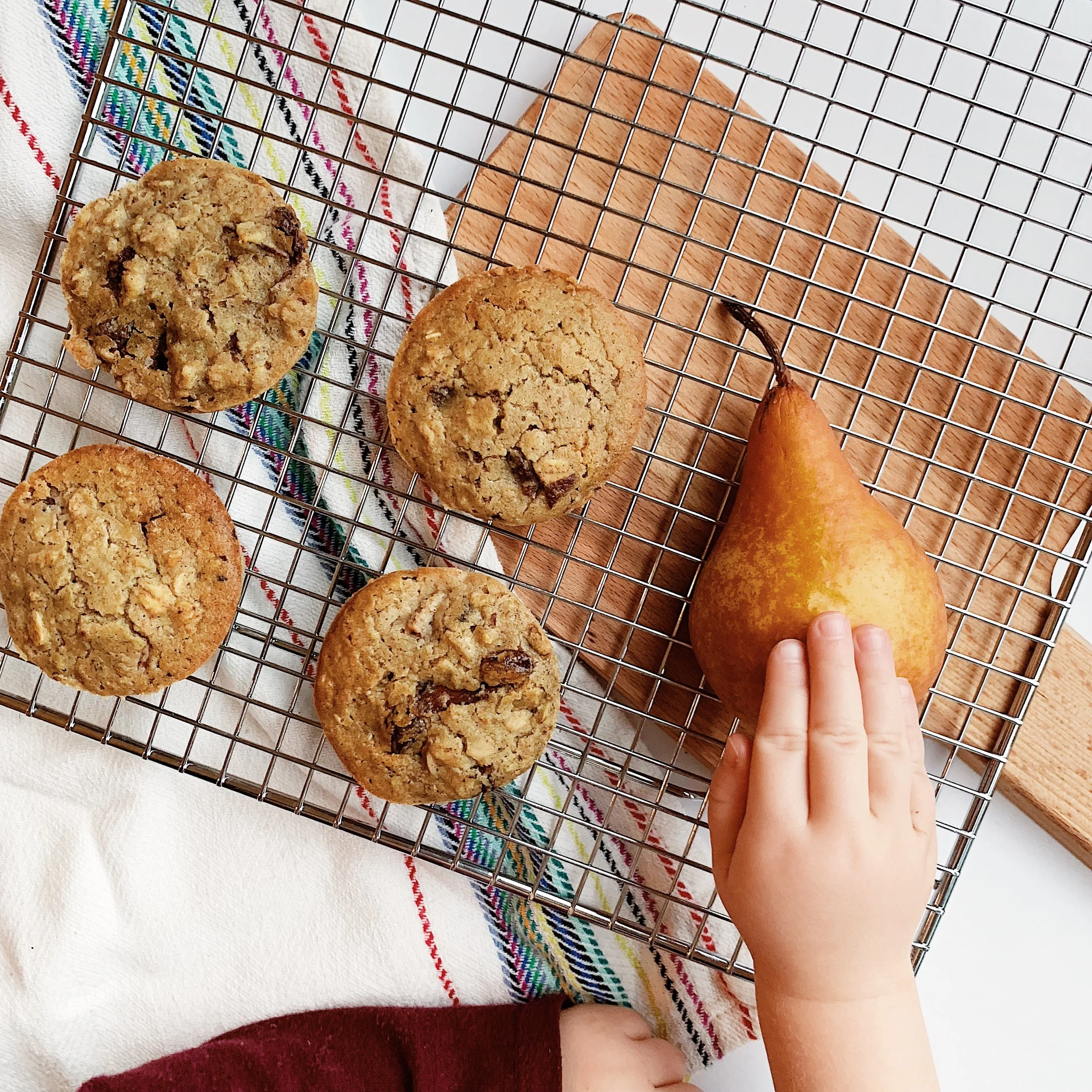 Pear Raisin Oat Flour Muffins