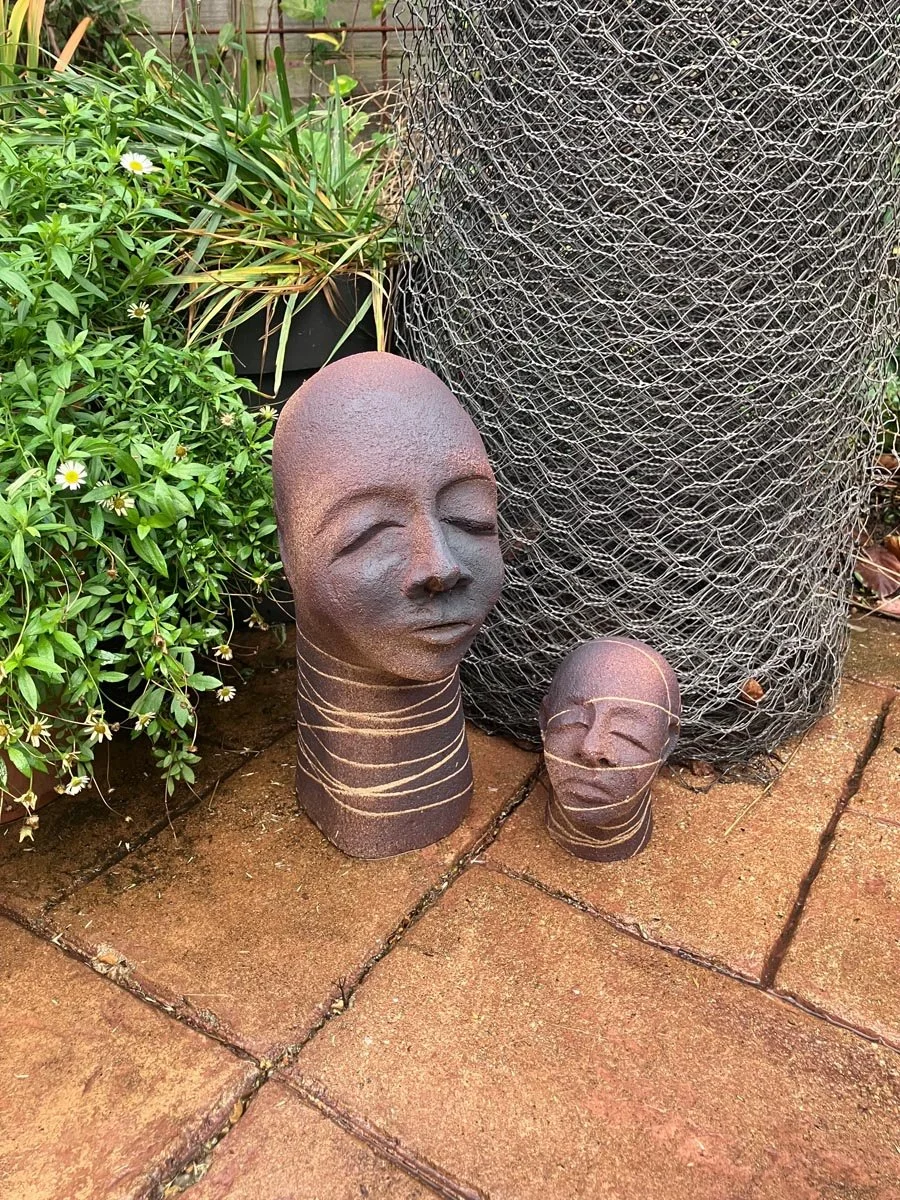 Smoke Fired Stoneware Heads - Christine Burgess (SOLD)