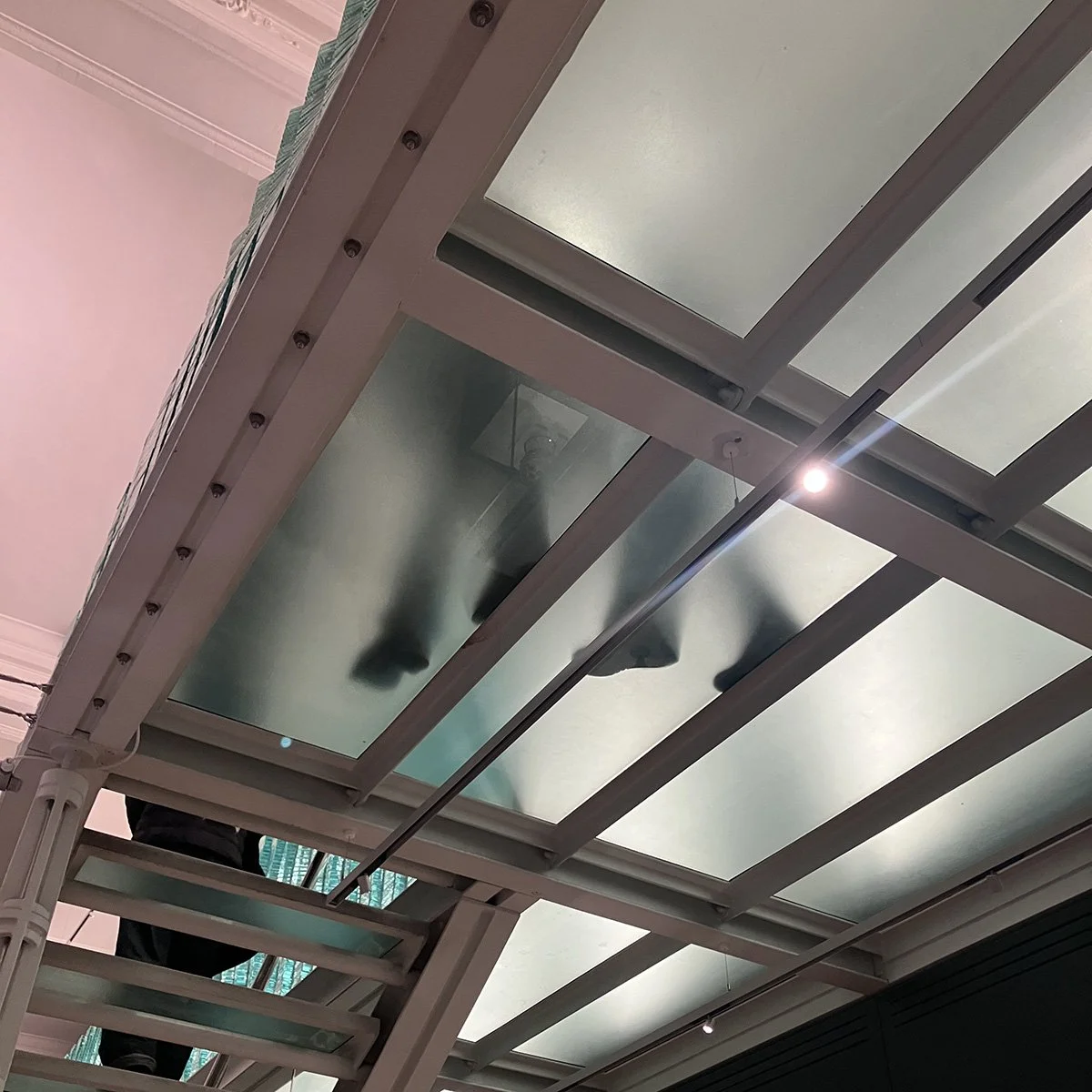 View from under the Mezzanine of the Glass Gallery at the V&A London