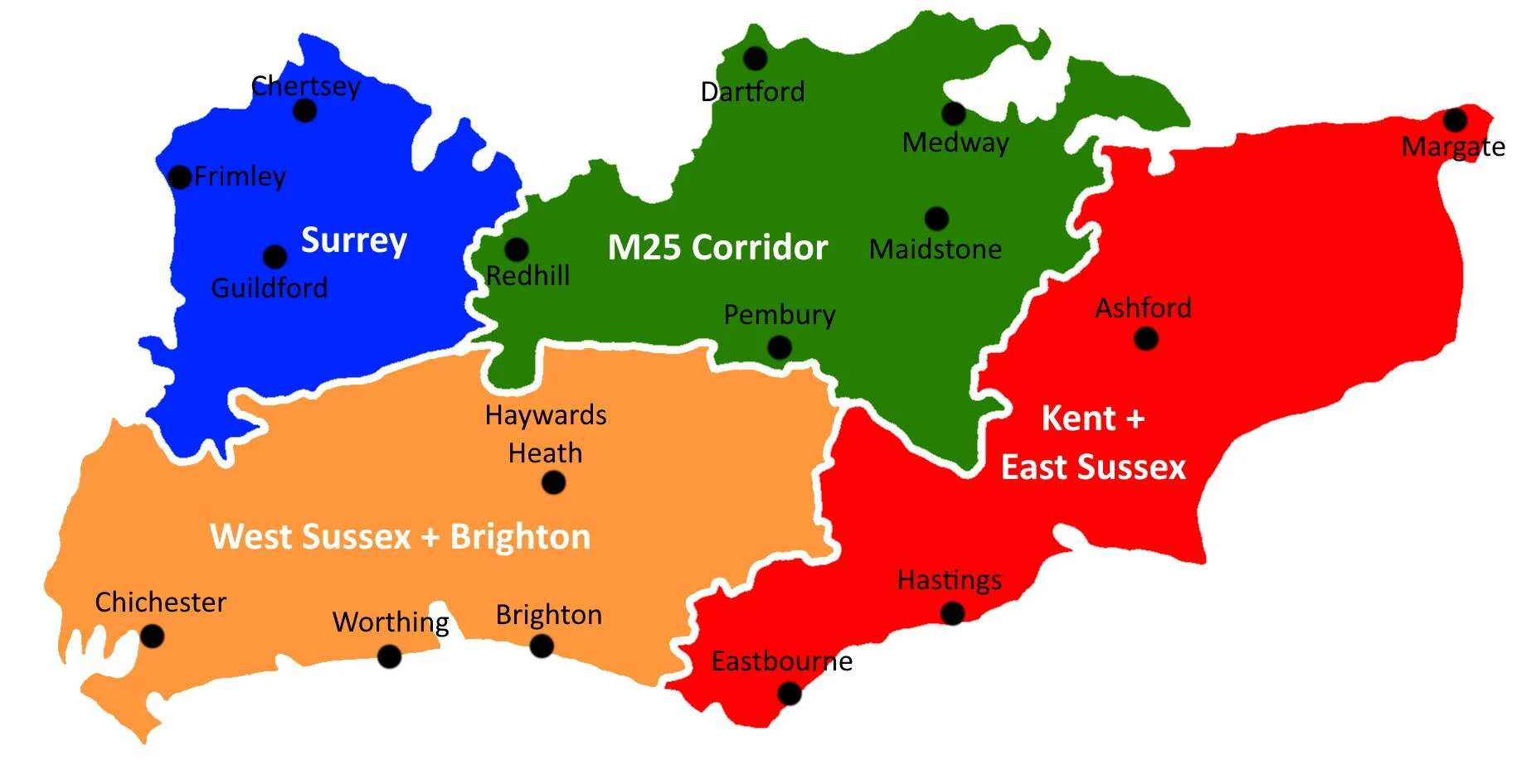 Map Of Kent And Surrey Placements Within Kss — Kss Paediatrics Trainees' Website