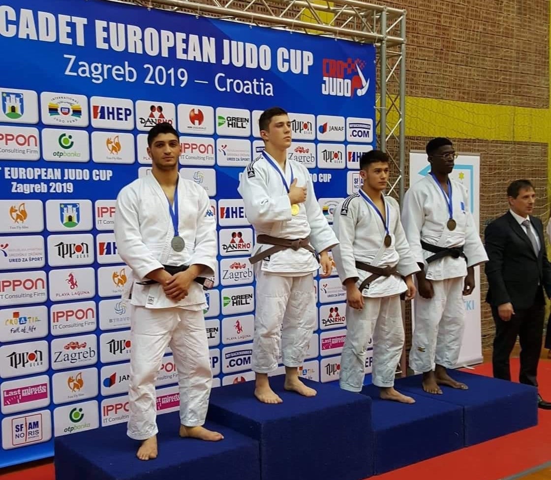  Panagiotis Shakkos pictured on the podium receiving his silver medal 
