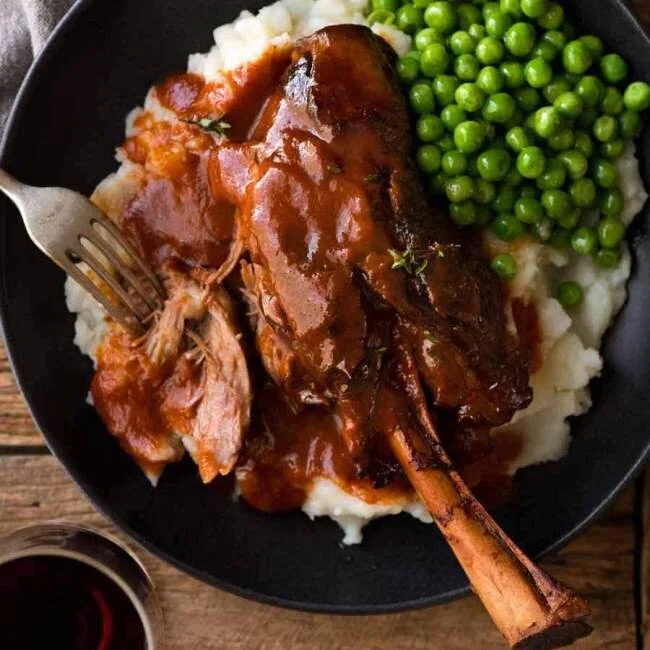 Slow Cooked Lamb Shanks with Red Wine Sauce