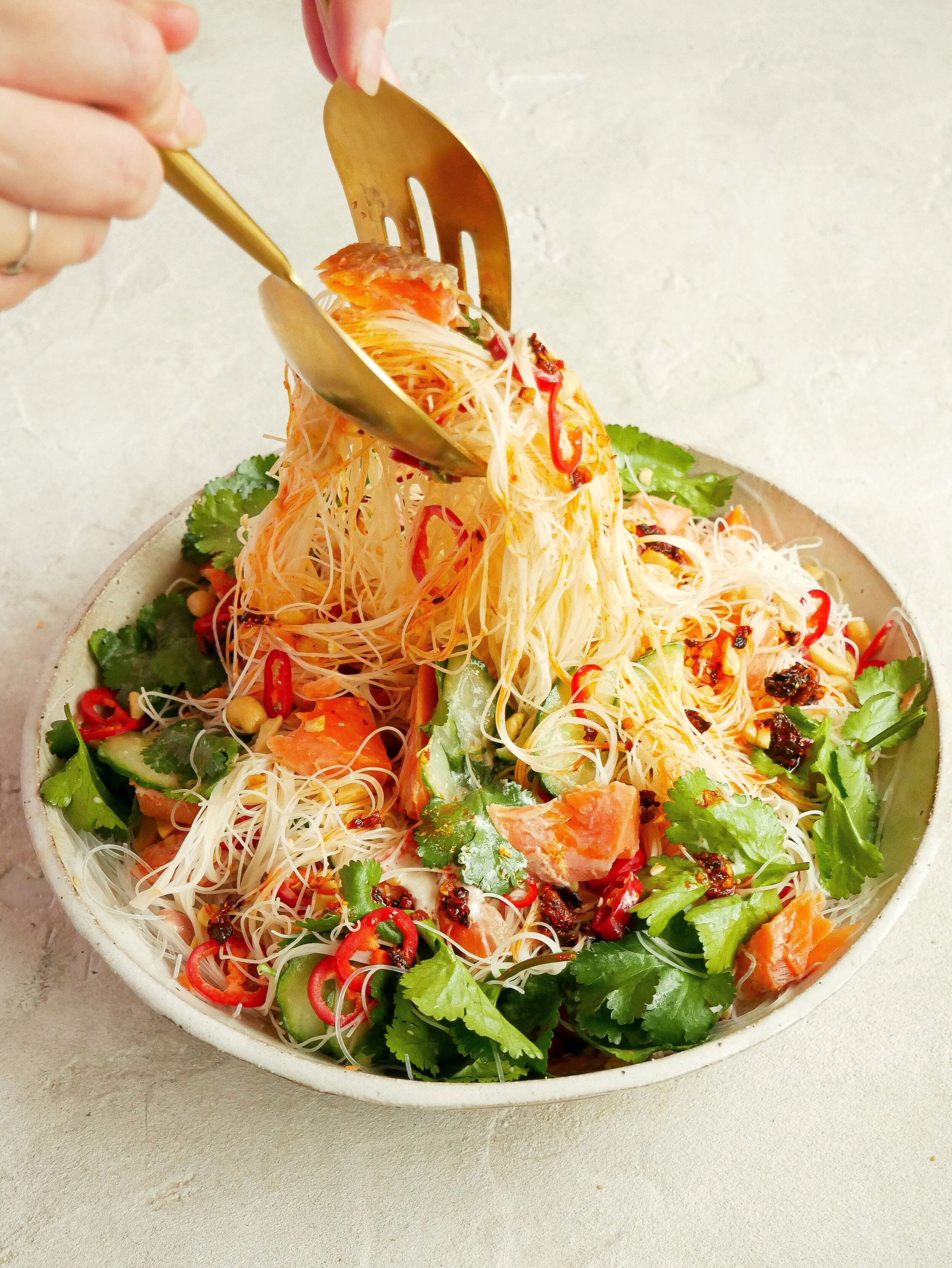 Smoked Trout Noodle Salad with Coconut Cream and Lime 