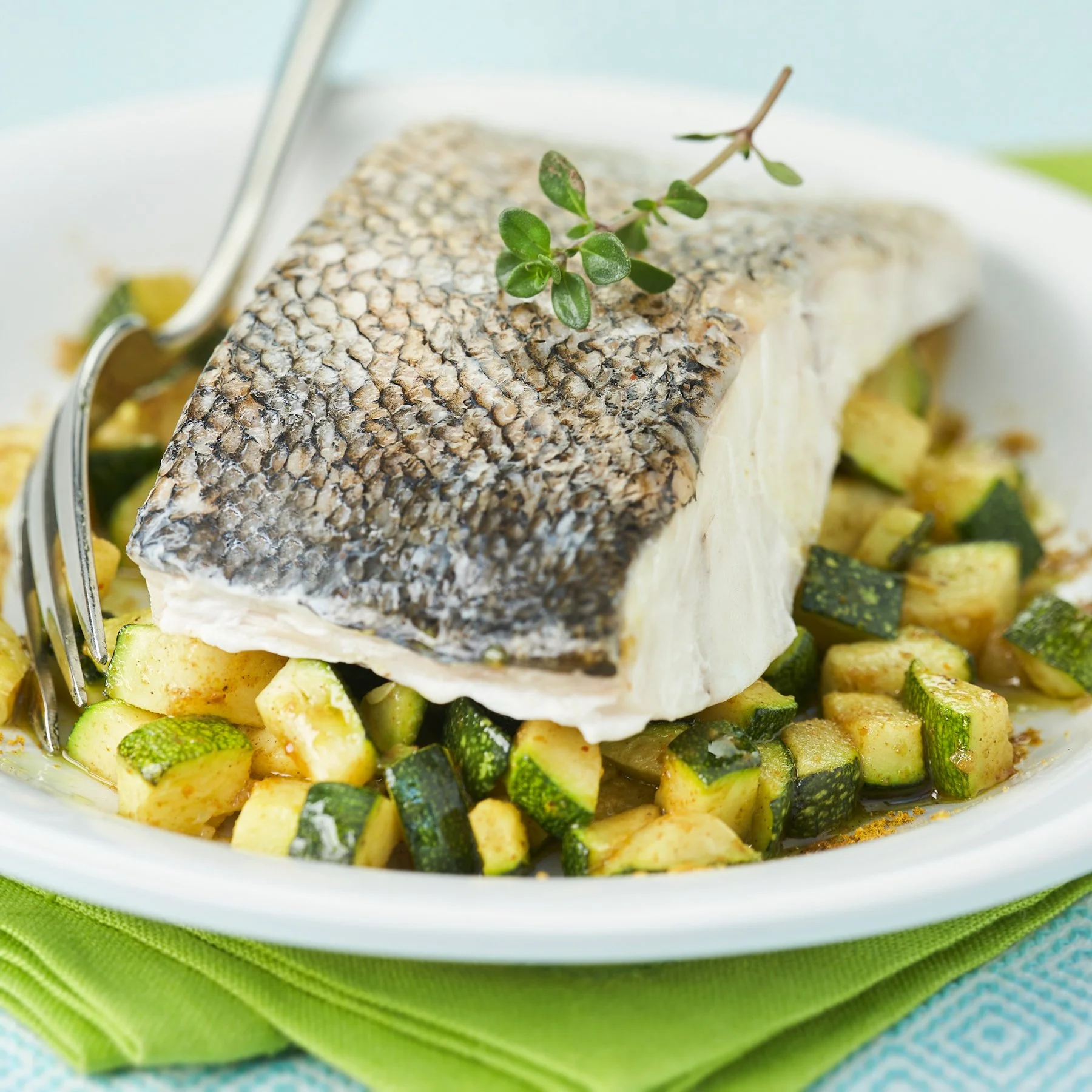 Fish with diced Courgettes