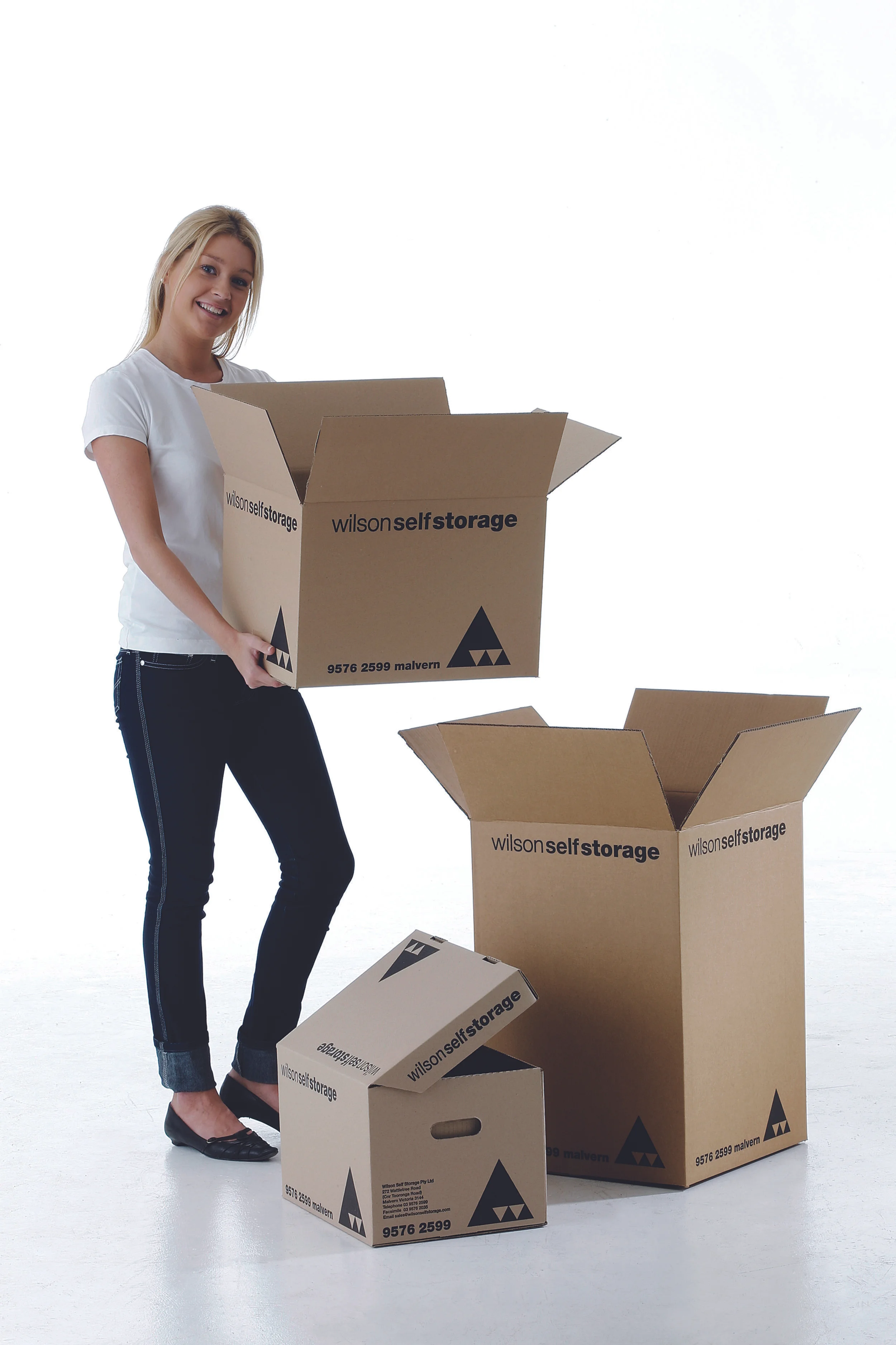 Multiple sized boxes - document, half tea-chest and full tea-chest