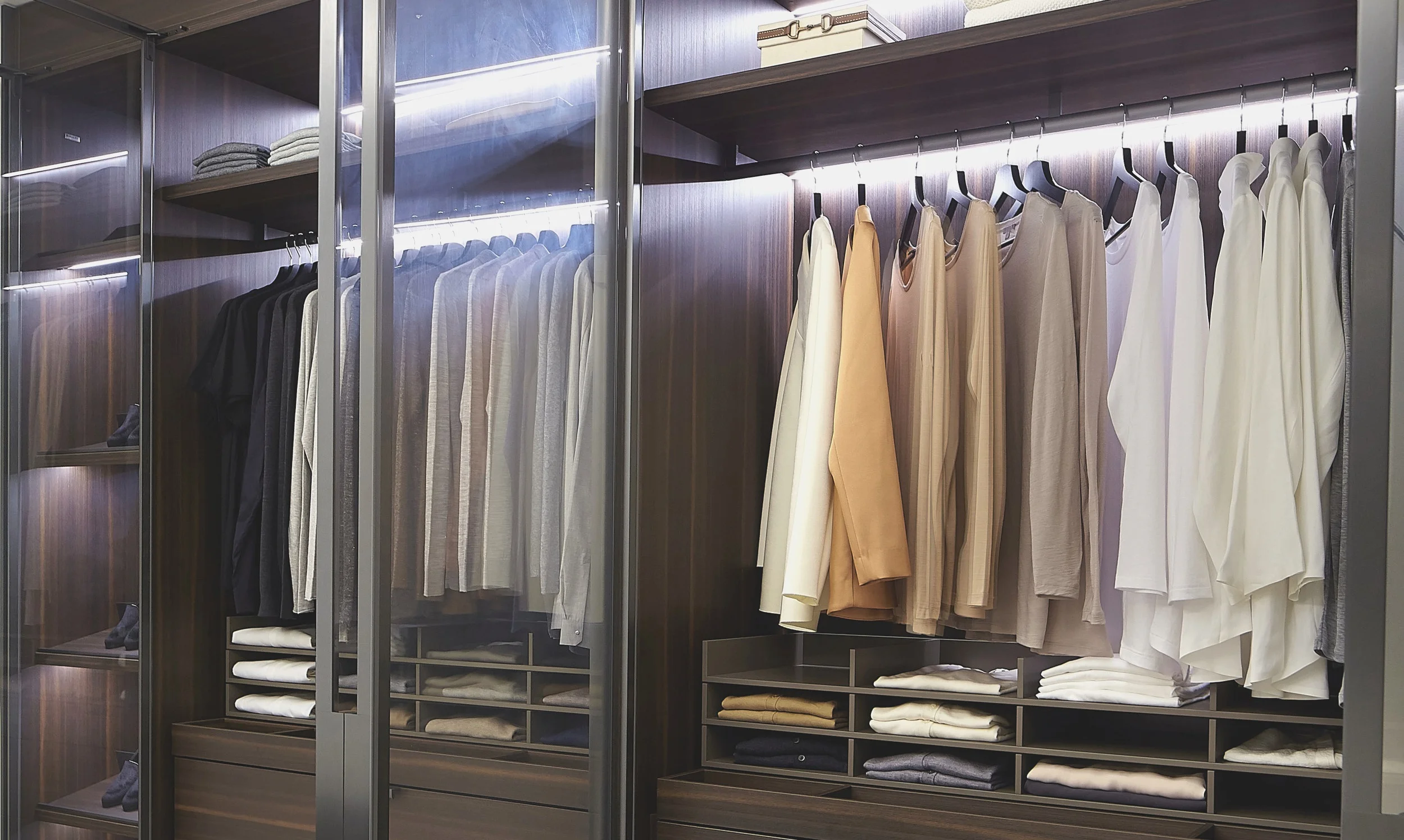 Demonstrating a clutter-free closet in a luxury villa in Hong Kong