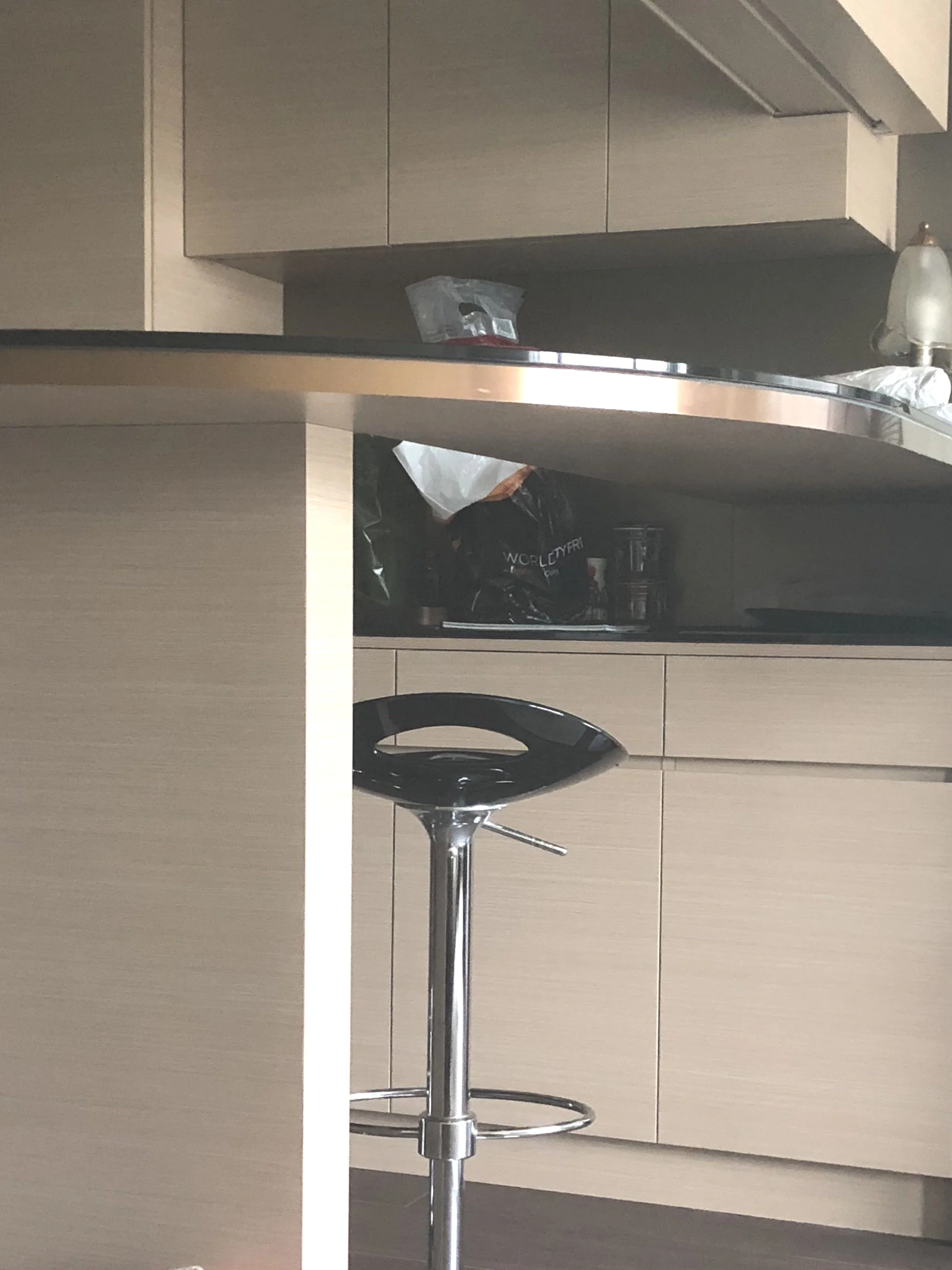When I was living with my parents we built a bar tables. To increase storage space we make cupboards next to it where we can also use the counterop for displaying bottles