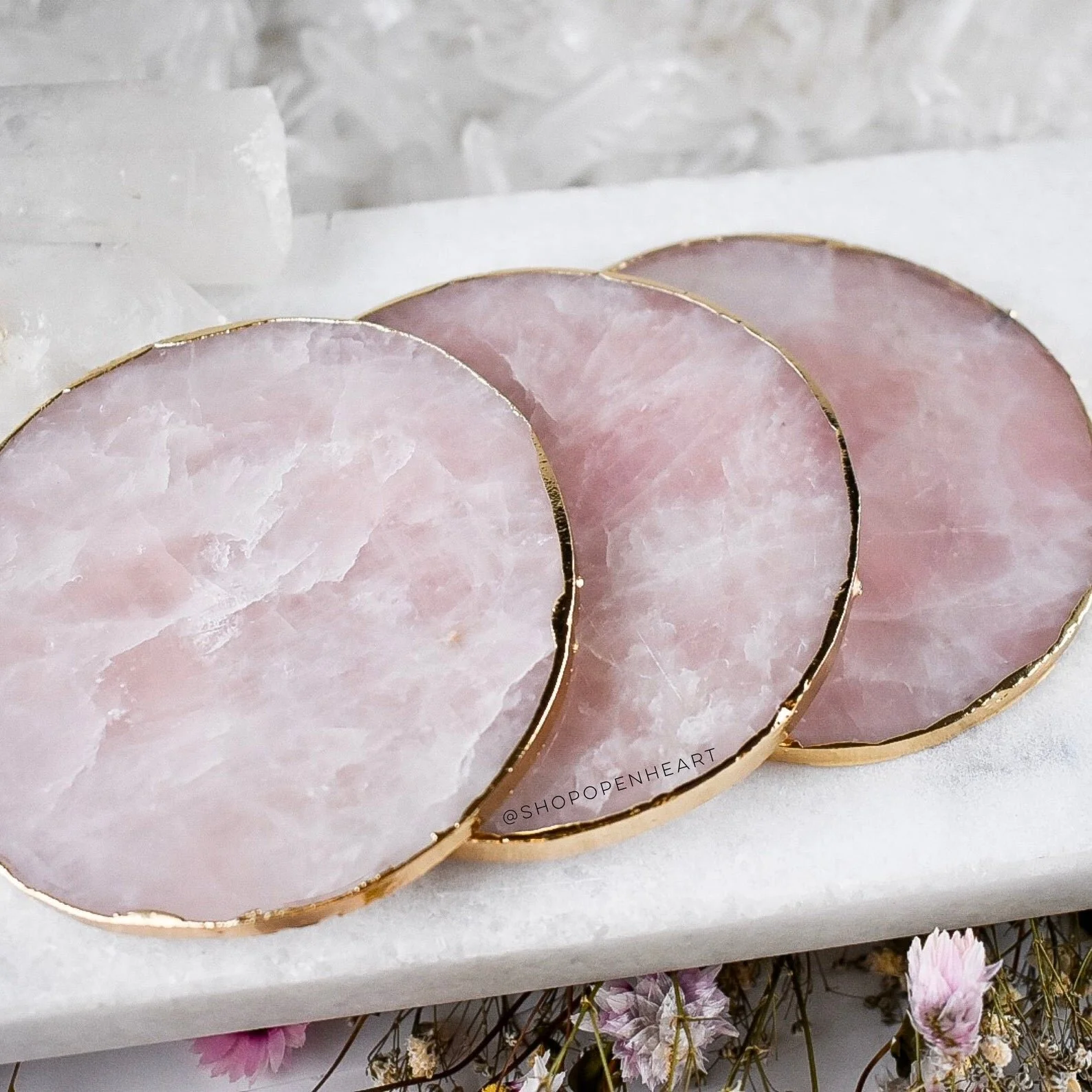 How beautiful these coasters from etsy is! Rose quartz’s properties is love - and this colour is just really irresistible!