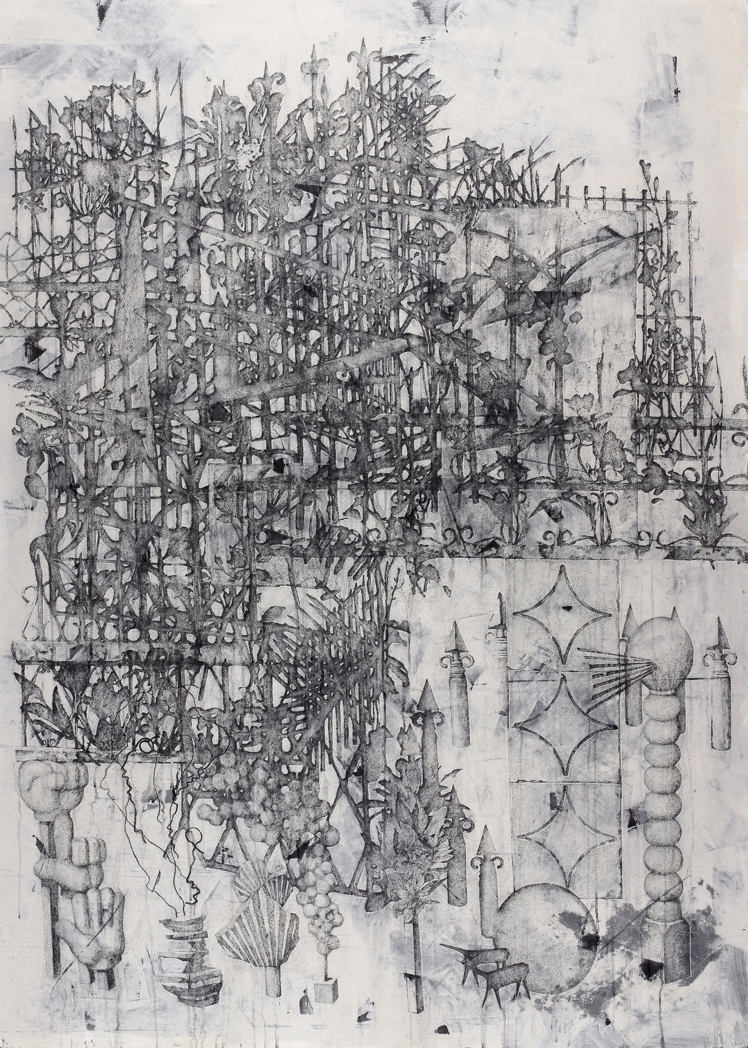 Shadow garden / 그림자 정원 Fresco technique, 204x142cm, 2018