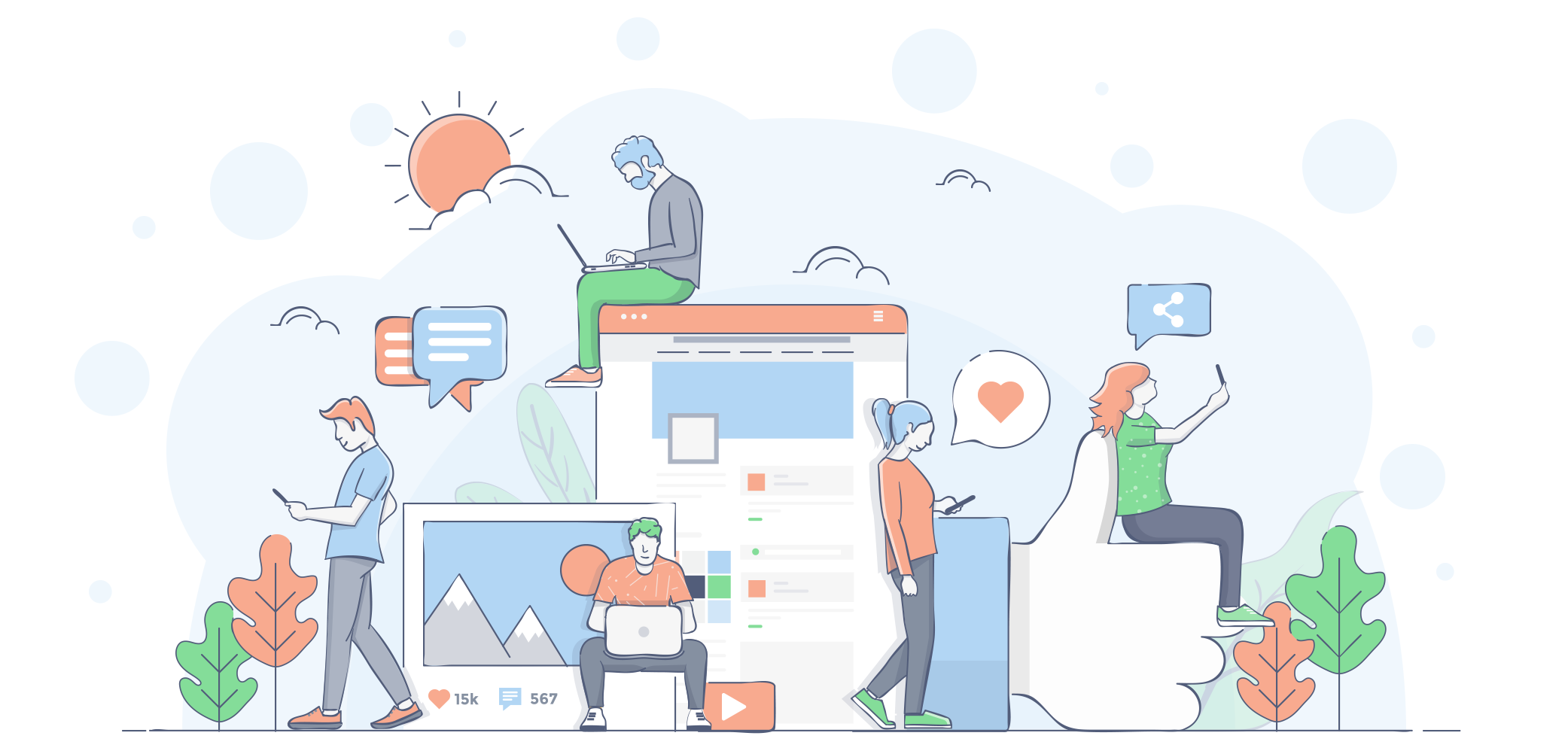 Flat Line Modern Concept Illustration - Social Media.png