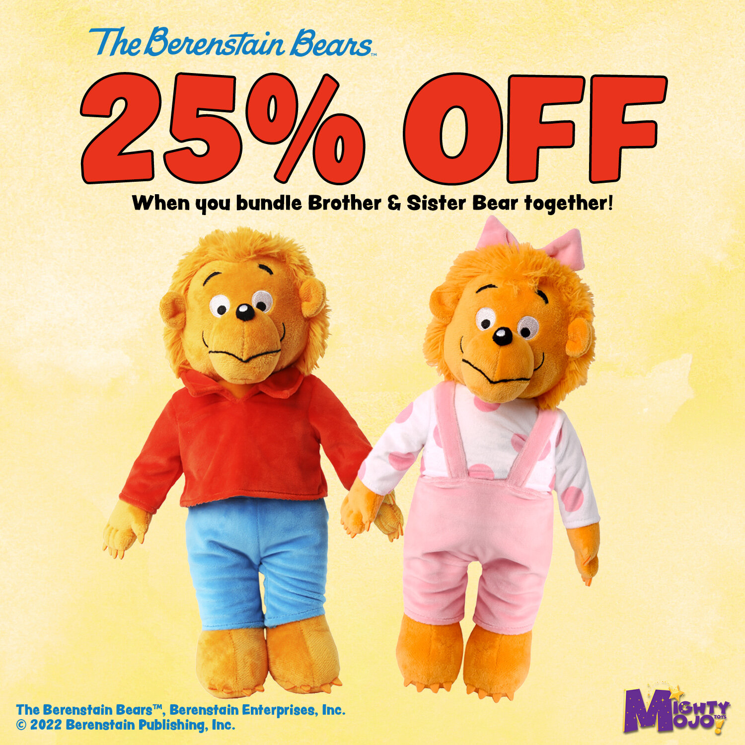 Save 25% off our Berenstain Bears Plush Bundle! Includes both our of best selling Plush Dolls. Hurry, expires November 28. Promo Code:BEARSBF - Link in bio

 #mightymojotoys #blackfriday2022 #blackfridaydeals #blackfriday #blackfridayweekend #plushie