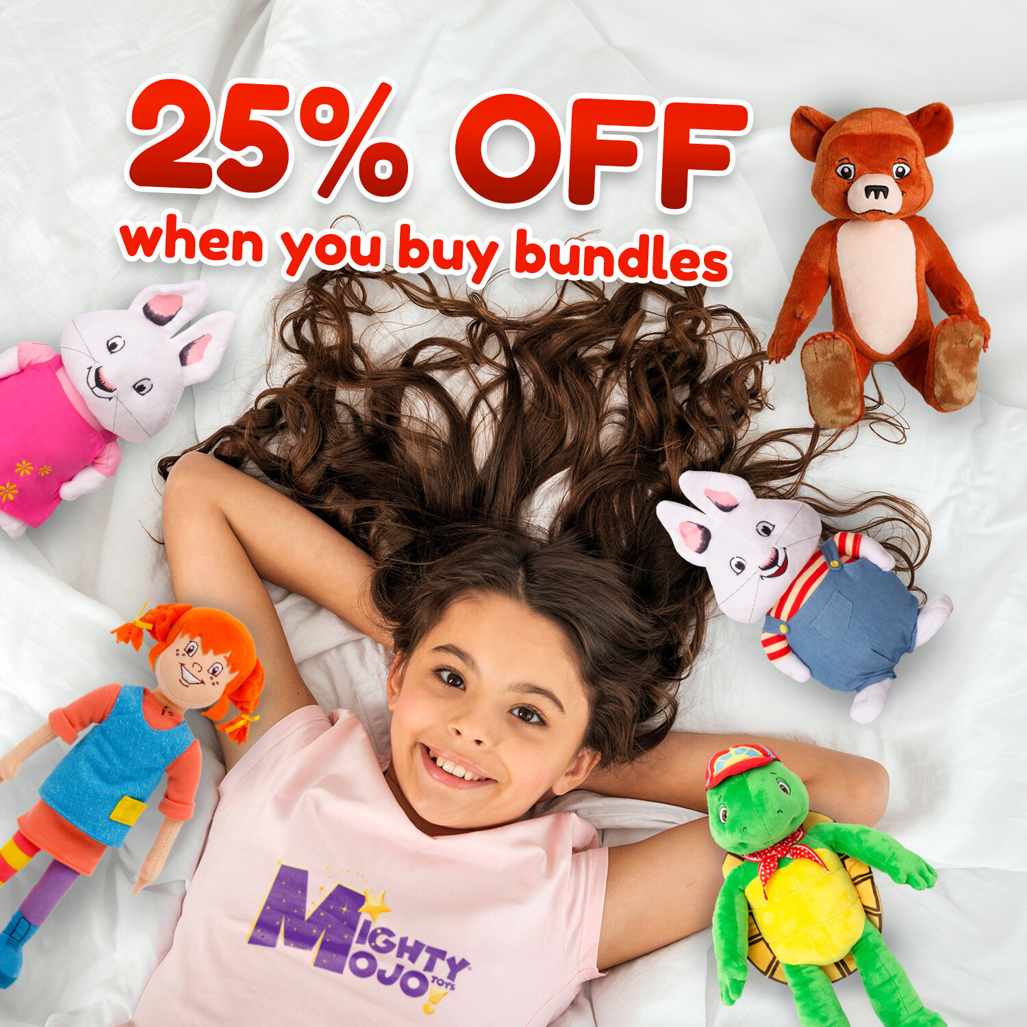 Save 25% with a our Best Selling Plush Bundle! Includes Max and Ruby, Pippi Longstocking, Little Bear and Franklin The Turtle together. Hurry, expires November 28. Promo Code: NELVANA25 

#mightymojotoys #blackfriday #blackfriday2022 #blackfridaydeal