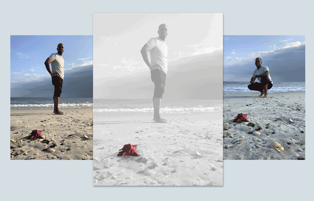 Combined the picture on the left and the right to make the photo collage in the center.