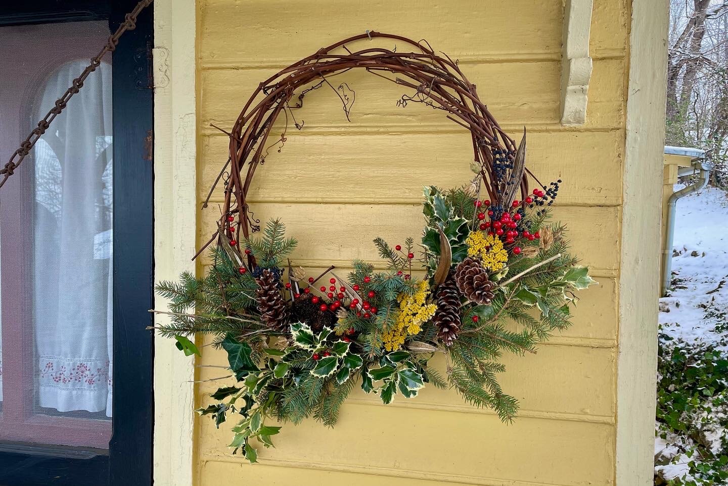 Winter Handcrafted Grapevine Wreath