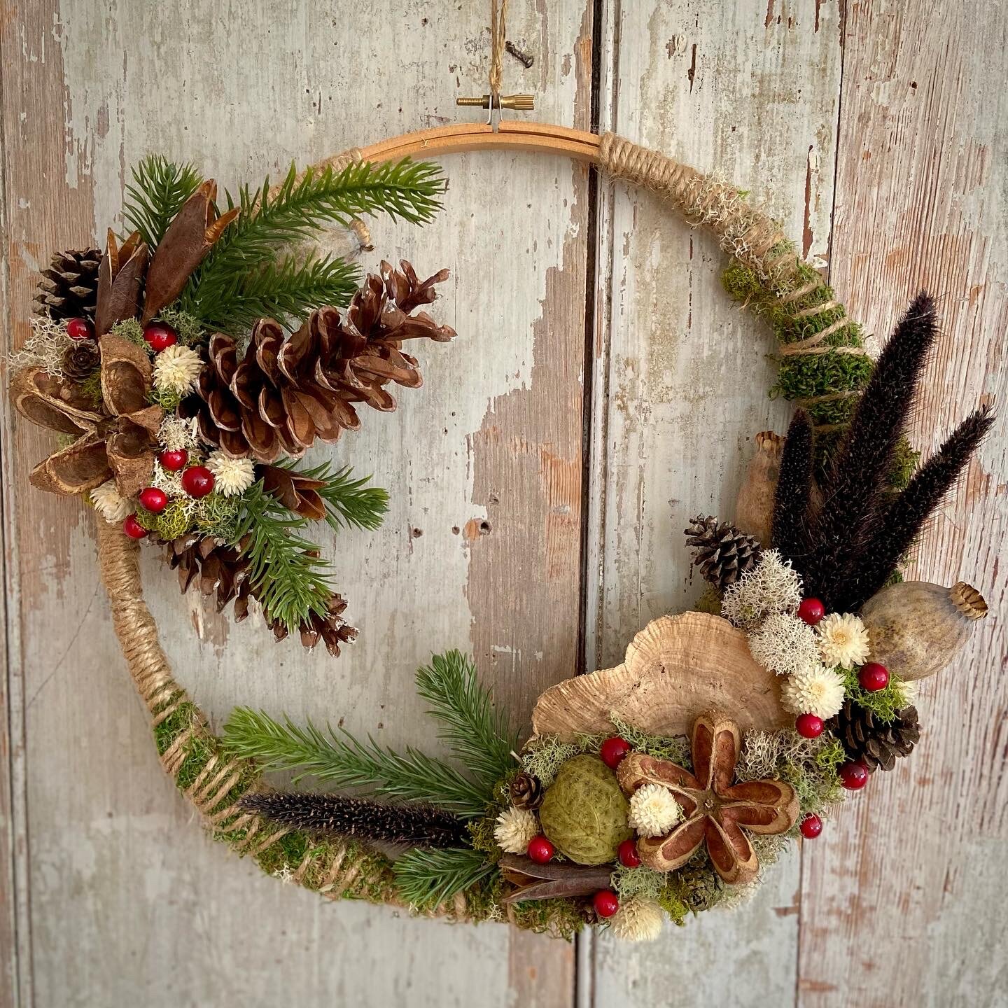Winter Embroidery Hoop Wreath