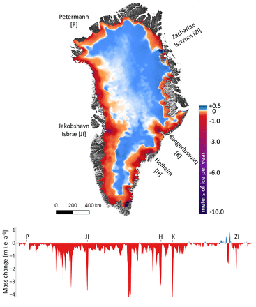 ICESat-2 data shows extent of ice sheet melting.