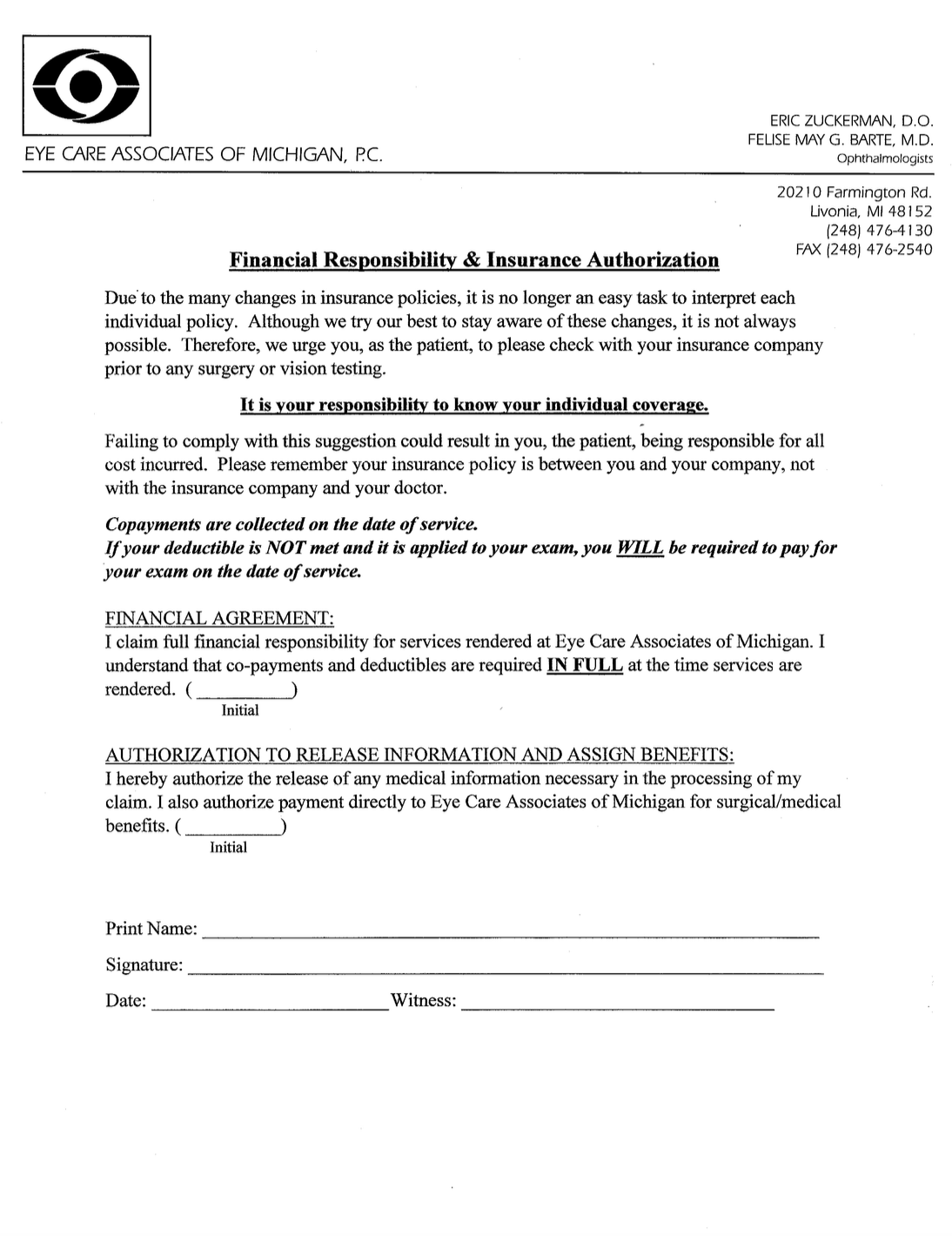Patient Financial Responsibility Agreement Template