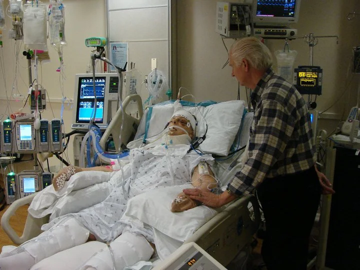 After neurosurgery with dad