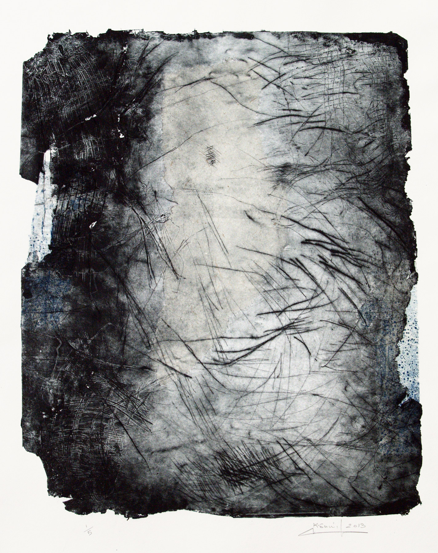   Harmonie intérieure , 2014 Pointe sèche carborundum et papier chine collé, 60x80 cm    