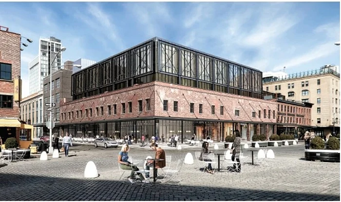9-19 Ninth Avenue, rendering of LPC-approved façade re-design by Backen Gillam Kroeger Architects. 