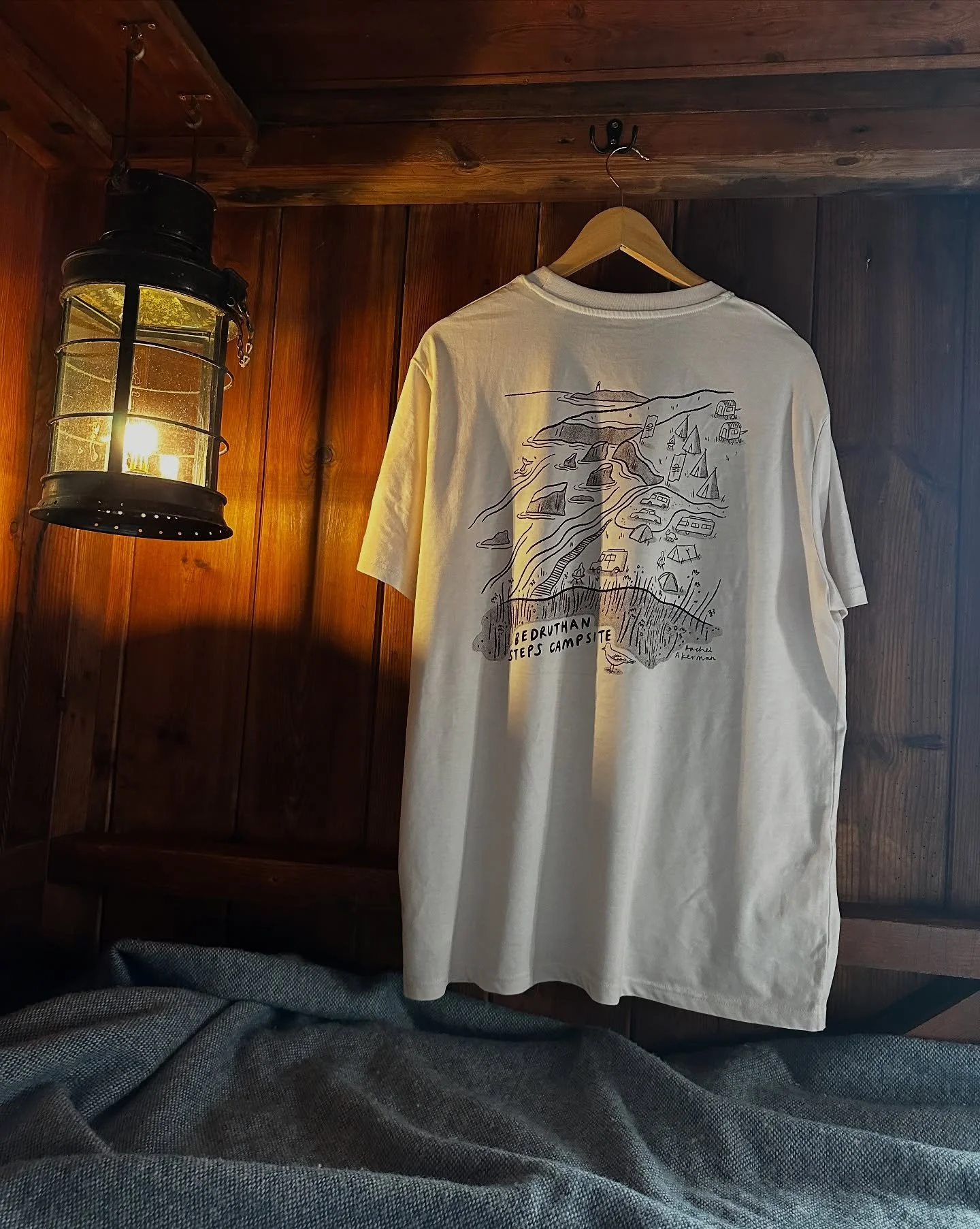 A sneak peak into the illustration process for Bedruthan Steps tee