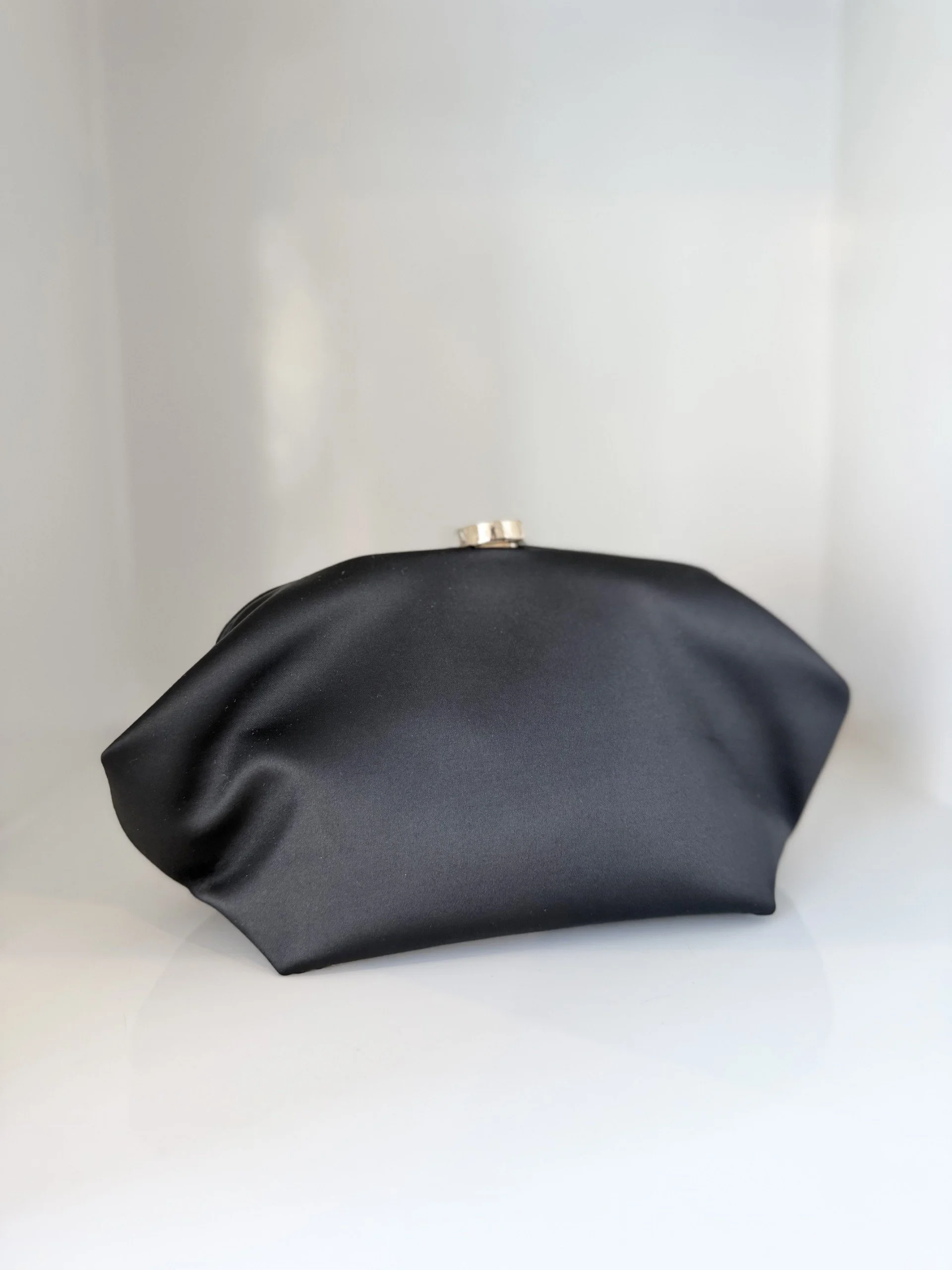 Karina Satin Black Clutch