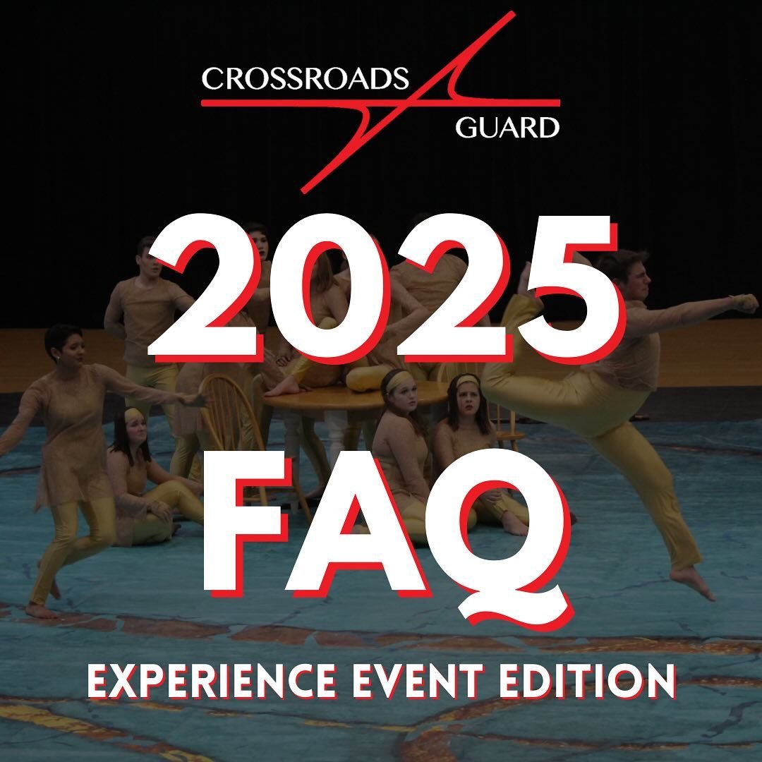 Do you have questions about our upcoming Experience Events? We got you covered with our Experience Event FAQ! 

#CrossroadsGuard #XRG25  #WinterGuardInternational #WGI2025 #Colorguard #Flags #Sabres #Rifles