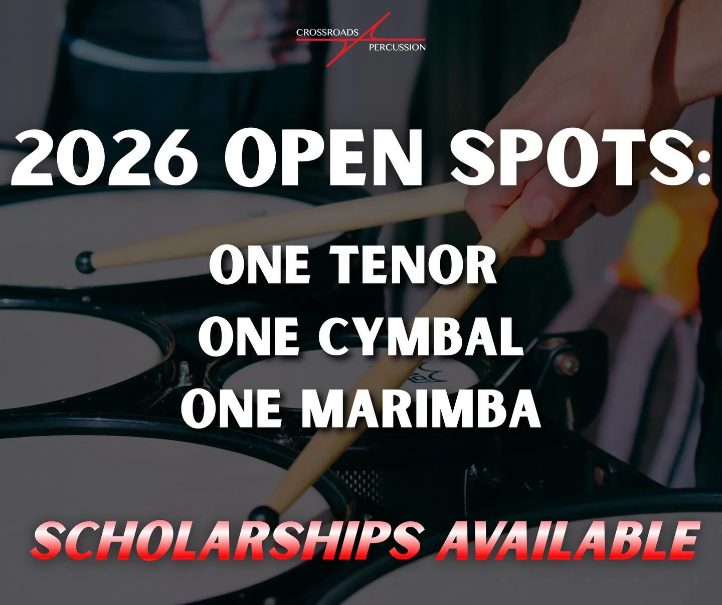 Crossroads Percussion is still looking for members to join us for the 2026 season! If interested, please email Crossroads Percussion Ensemble Director Luke Sesker directly at xrpercussion@crossroadsindoor.org.