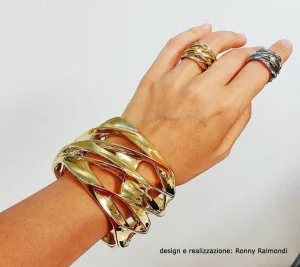 Silver rings from metal casting with gold plated bracelet.