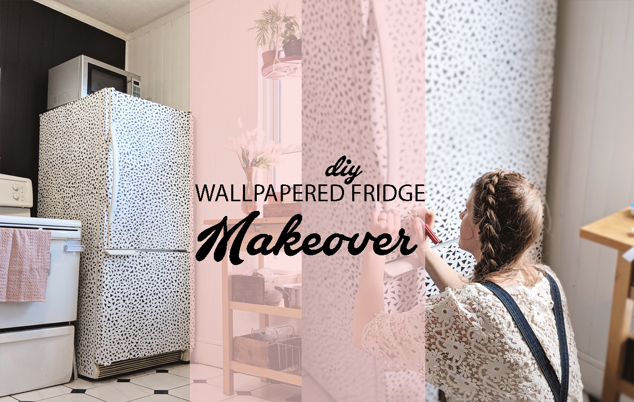 Wallpapered Fridge Makeover • Grillo Designs