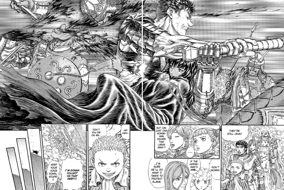 Such a great moment from Episode 176. After all the crap they went through in the Tower of Conviction, everyone still has time to admire Guts’s badassery.