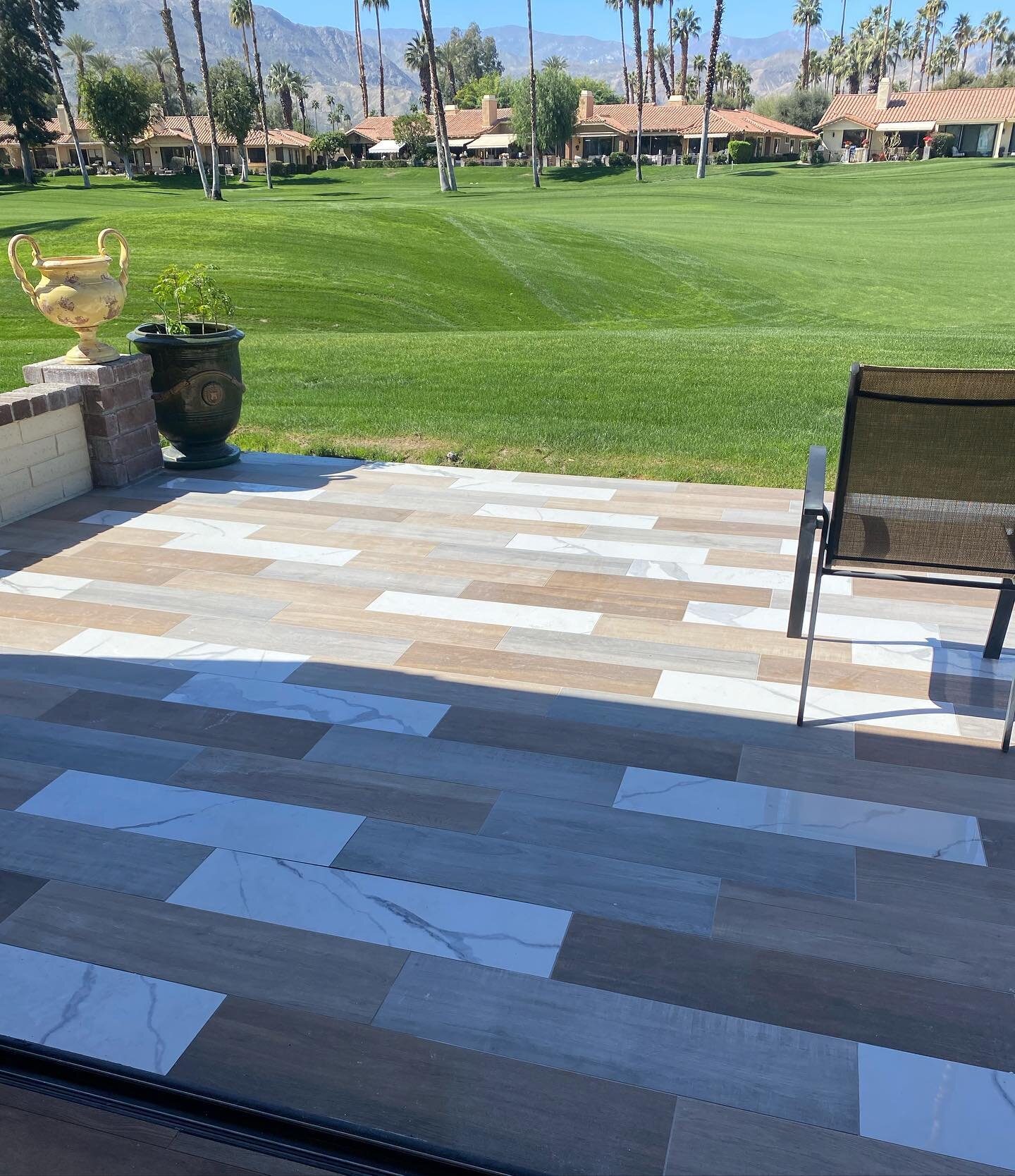 Custom cut tile layout on this backyard patio! 

#coachella #coachellavalley #flooring #vinylplankflooring #tile #carpet #palmsprings #palmspringsstyle #homedecor #commercialflooring #flooringideas #floorwork #flooringspecialist #palmdesert #palmspri