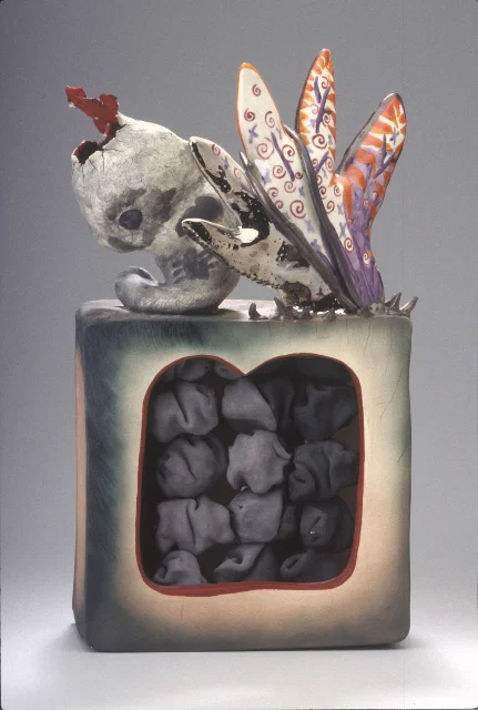 Fetus Phoenix 1984 earthenware 18 x 9 x 4"