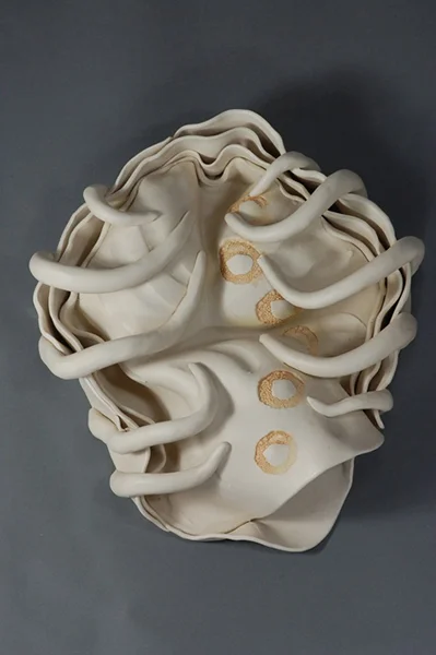 Ektoskeletal Torso - snakeroots 2011 porcelain 14 x 12 x 4"