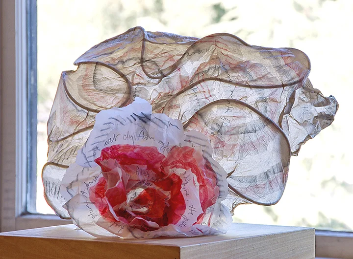 Shield of Dreams 2011 Handmade Paper embedded with drawings and text