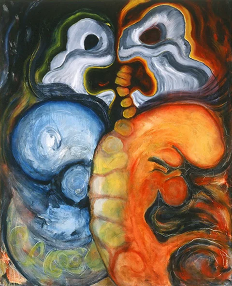 Dbl. Fetus Butterfly w. Wailing Pelvis 1997  oils/cnvs.  60 x 48"