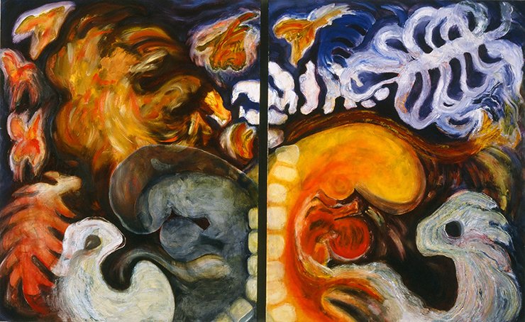 Releasing My Butterflies  Diptych  1997  60 x 96" oils/canvas