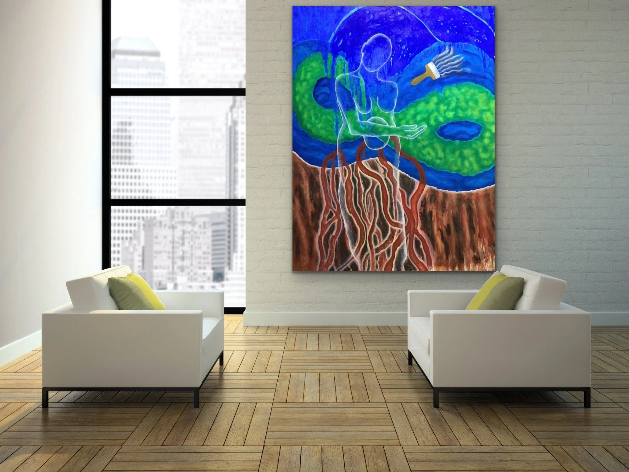 Re-Membering- oils/canvas 68x54" in an interior setting