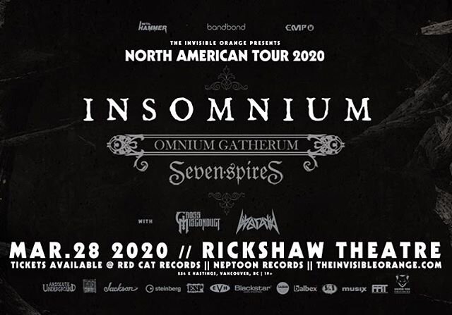 Stoked to be playing with the Finnish giants in Insomnium again. We might just have to dust off some of our more melodic tracks for this one.  #insomniumofficial #omniumgatherum #sevenspires #liberatia #grossmisconductmetal