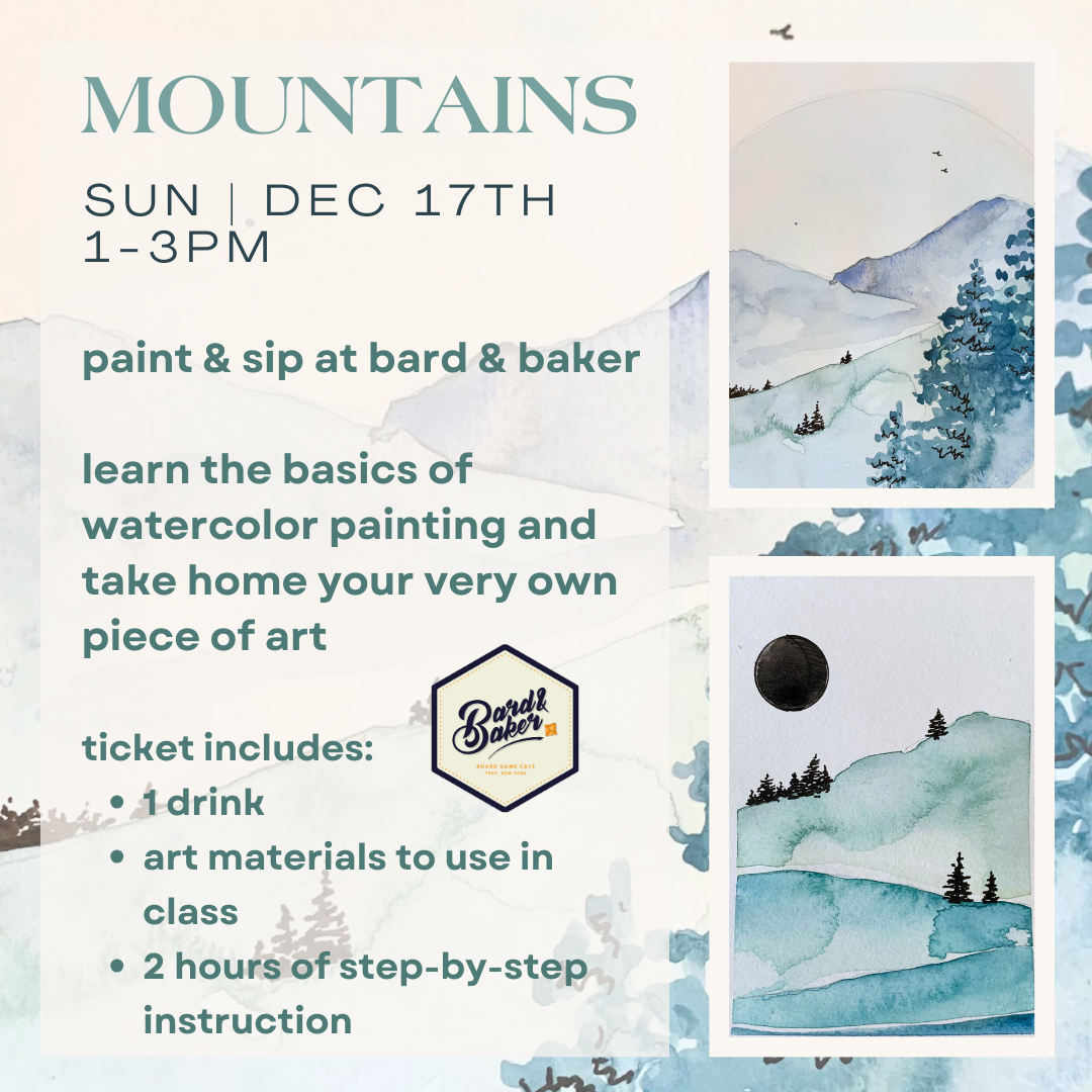 Paint & Sip: Watercolor Winter Mountain Landscapes Workshop